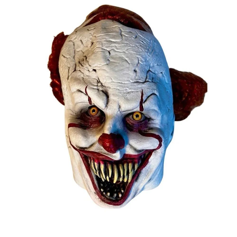It Pennywise Clown Rubber Mask w/ Hair Halloween Costume Cosplay Theater New